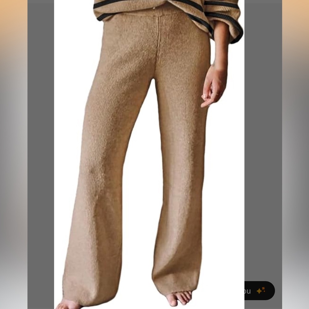 Amazon Women’s Chic Tan Sweater Wide leg Pants